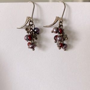 Anthro Garnet and Freshwater Pearl Earrings